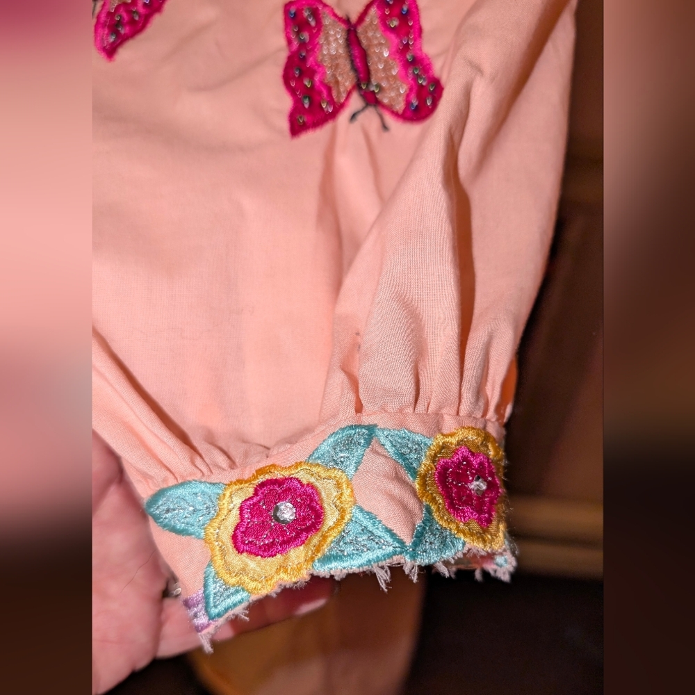 vintage embroidered butterfly MuMu Kaftan - Picture 7 of 12